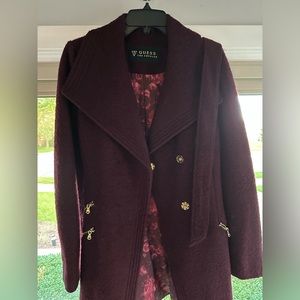 Guess women’s wool blend maroon winter coat